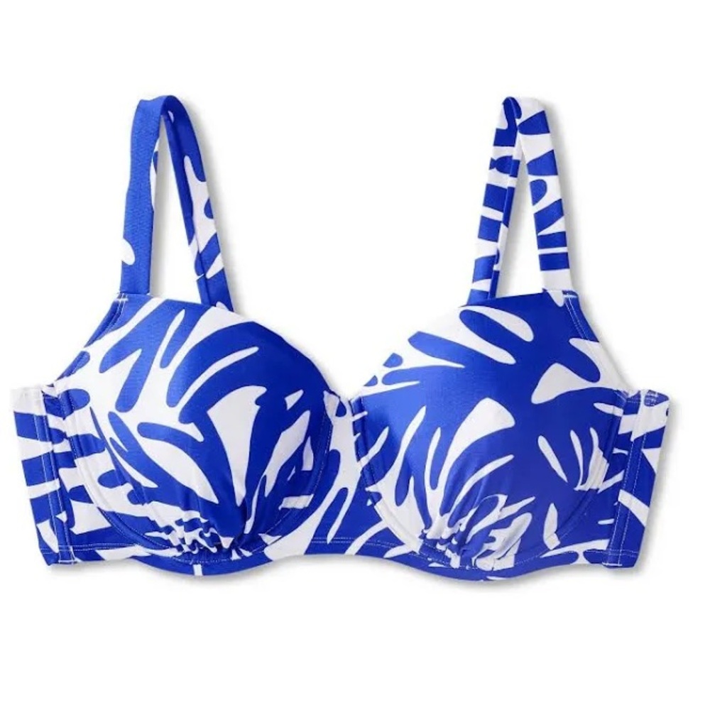 NWT blue white underwire bikini top size 24